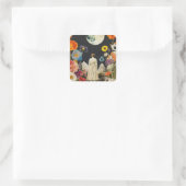 Moonlit Elegance - Zurück auf die Frau mit dem Mon Quadratischer Aufkleber (Tasche)