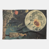 Moonlit Elegante - Frau mit dem Mond Geschirrtuch (Horizontal)