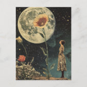 Moonlit Elegante - Frau mit dem Mond Postkarte (Vorderseite)