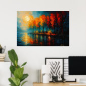 Moonlit Ember Grove Autumn Reflections Poster (Heimbüro)