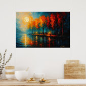 Moonlit Ember Grove Autumn Reflections Poster (Küche)