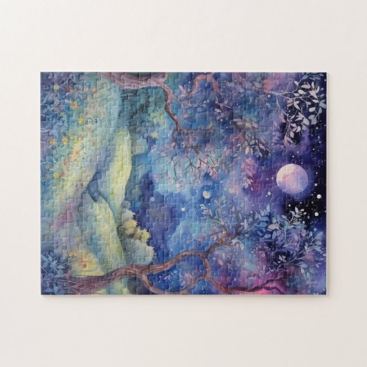 Moonlit Enchanted Forest Nightscape Puzzle (Horizontal)