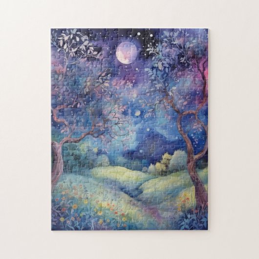 Moonlit Enchanted Forest Nightscape Puzzle (Vertikal)
