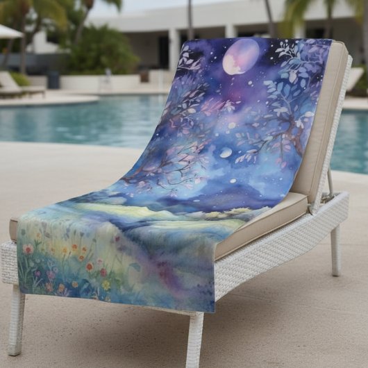 Moonlit Enchanted Forest Nightscape Strandtuch