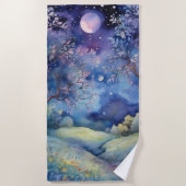 Moonlit Enchanted Forest Nightscape Strandtuch (Vorderseite)