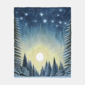 Moonlit Evergreen Snowscape Under The Night Stars Fleecedecke (Vorderseite)