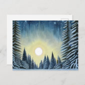Moonlit Evergreen Snowscape Under The Night Stars Postkarte (Vorne/Hinten)