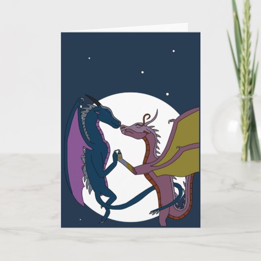 Moonlit Fantasy Dragon Couple Art Love Card Karte (Vorderseite)