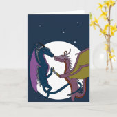 Moonlit Fantasy Dragon Couple Art Love Card Karte (Gelbe Blume)