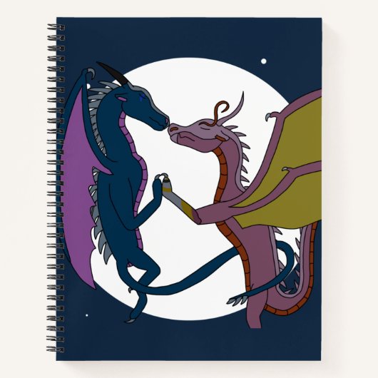 Moonlit Fantasy Dragon Couple Art Spiral Notebook  Notizblock (Vorderseite)