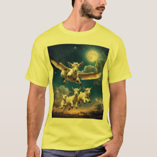 "Moonlit Flying Baby Goats" T-Shirt