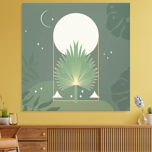 Moonlit Foliage: Minimalistische Seite grün Leinwanddruck (Insitu (Wohnzimmer))