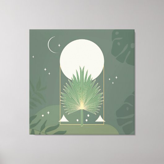 Moonlit Foliage: Minimalistische Seite grün Leinwanddruck (Vorderseite)