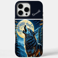 Moonlit Forest and Howling Wolf