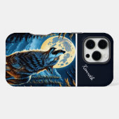 Moonlit Forest and Howling Wolf iPhone Hülle (Rückseite (Horizontal))