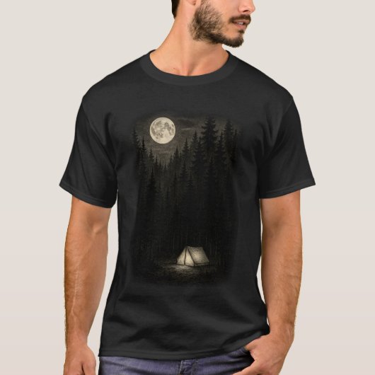Moonlit Forest Camp: Serene Night Adventure T-Shirt (Vorderseite)