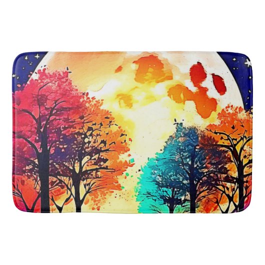 Moonlit Forest Fantasy Art Badematte (Vorderseite)