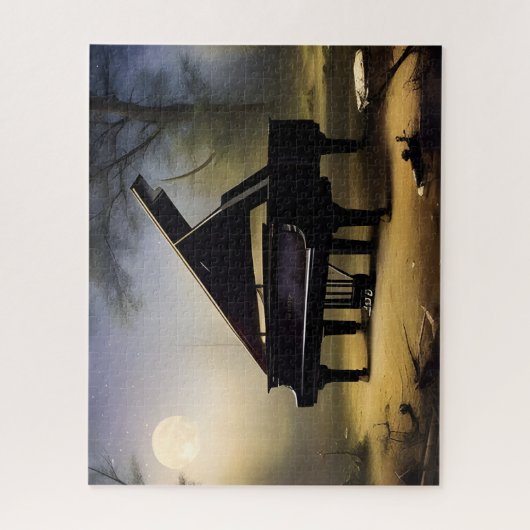 Moonlit Forest Piano | Digitale Kunst Puzzle (Vertikal)