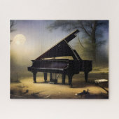 Moonlit Forest Piano | Digitale Kunst Puzzle (Horizontal)