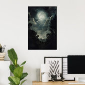 Moonlit Forest Print, Gothic Witchy Decor, Dark Poster (Heimbüro)