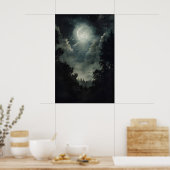 Moonlit Forest Print, Gothic Witchy Decor, Dark Poster (Küche)