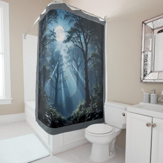 Moonlit Forest Whispers Duschvorhang Design (Beispiel)