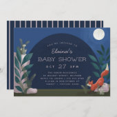 Moonlit Forest Woodland Fox Kinderdusche Einladung (Vorne/Hinten)