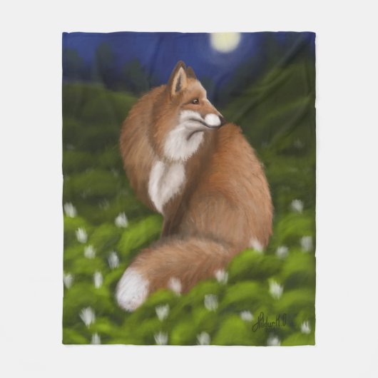 Moonlit Fox in Mitternachtswald Fleecedecke (Vorderseite)