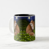 Moonlit Fox in Mitternachtswald Zweifarbige Tasse (Vorderseite Links)