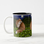 Moonlit Fox in Mitternachtswald Zweifarbige Tasse (Links)