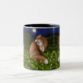 Moonlit Fox in Mitternachtswald Zweifarbige Tasse (Mittel)