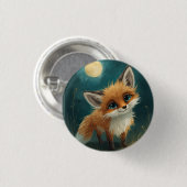 Moonlit Fox, Night Forest  Button (Vorne & Hinten)