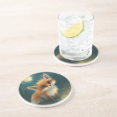 Moonlit Fox, Night Forest Getränkeuntersetzer (Seite)