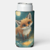 Moonlit Fox, Night Forest  Selters Dosenkühler (Seltzer Rückseite)