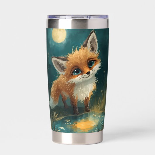 Moonlit Fox, Night Forest  Thermobecher (Vorderseite)