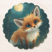 Moonlit Fox, Night Forest  Untersetzer (Vorderseite)