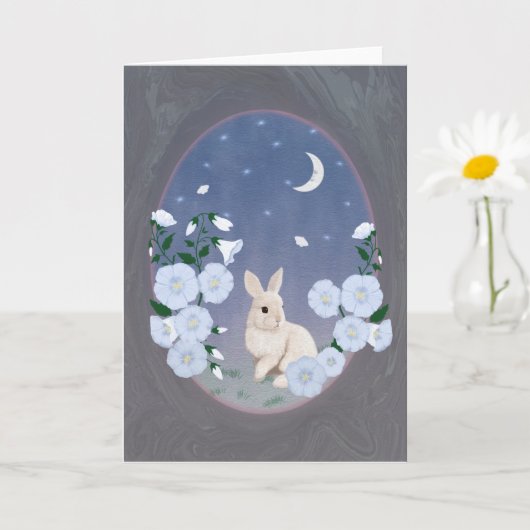 Moonlit Garden Bunny 5x7 Greeting Card  Karte (Kleine Pflanze)