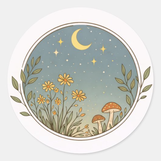 Moonlit Garden Circle Design  Runder Aufkleber (Vorderseite)