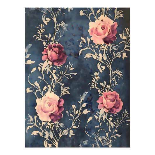 Moonlit Garden - Vintage Rose in Midnight Blue Fotodruck (Vorne)