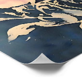 Moonlit Garden - Vintage Rose in Midnight Blue Poster (Ecke)