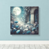 Moonlit Garden with Celestial Flowers and Stars Leinwanddruck (Insitu (Holzboden))