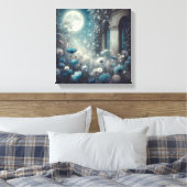 Moonlit Garden with Celestial Flowers and Stars Leinwanddruck (Insitu (Schlafzimmer))