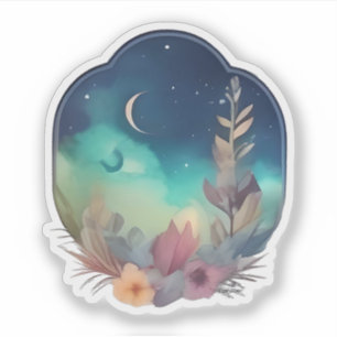 Moonlit Garden: Zauberhafte Nocturnal Blooms Aufkleber