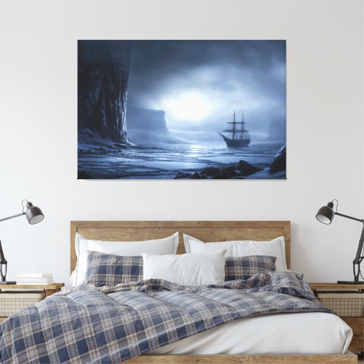 Moonlit Giants: Antarktische Ankerage Leinwanddruck (Insitu (Schlafzimmer))