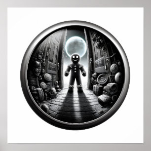 Moonlit Gingerbread Besucher vor der Tür Fisheye Poster