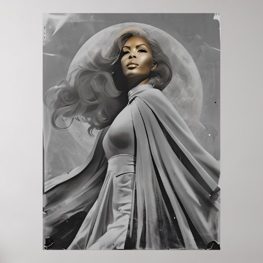 Moonlit Goddess Poster - Schwarz-Weiß-Portrait (Vorne)