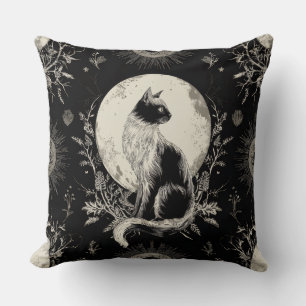 Moonlit Gothic Black Cat Throw Kissen Kissen