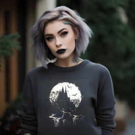 Moonlit Gothic Castle Scene Sweatshirt