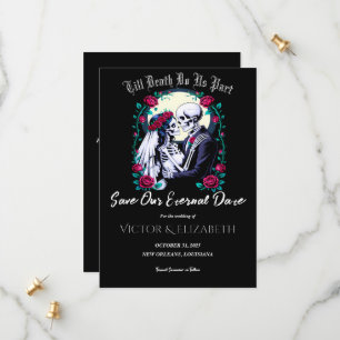 Moonlit Gothic Skeleton & Rose Hochzeit Save The Date