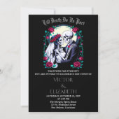 Moonlit Gothic Till Death Skeleton Rose Hochzeit Einladung (Vorderseite)
